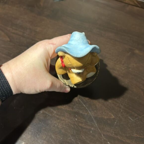 Vintage Charming Teddy Bear Figurine Blue Hat and Red Scarf Moving Music Box - Picture 5 of 7